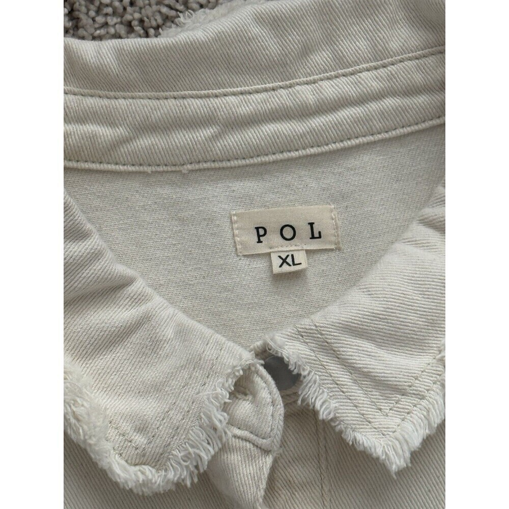 POL Shacket Oatmeal Denim Long Sleeve Button Down Studs Women’s XL Oversized NWT - Picture 4 of 9